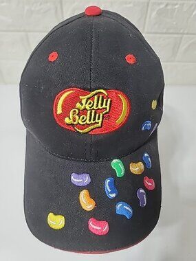 VTG Y2k 2000s JELLY BELLY Racing Candy Car Black Strapback Hat Cap